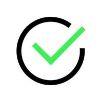 Sharp check mark with circle for approved and verify symbol vector