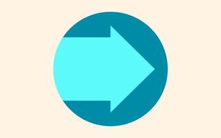 Arrow in circle isolated on light beige background for direction, queue, progress symbol vector