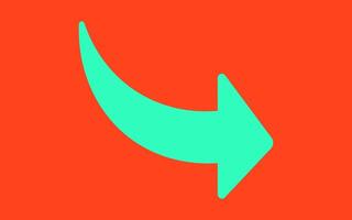 Green arrow isolated on orange background for direction, queue, progress symbol vector