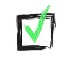 Check mark in brush style for approved and verify symbol vector