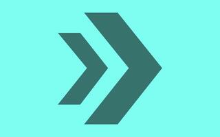 Green arrow isolated on aqua background for direction, queue, progress symbol vector