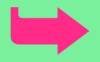 Pink arrow isolated on green background for direction, queue, progress symbol vector