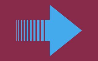 Blue arrow isolated on dark red background for direction, queue, progress symbol vector