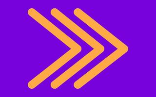 Orange arrow isolated on purple background for direction, queue, progress symbol vector