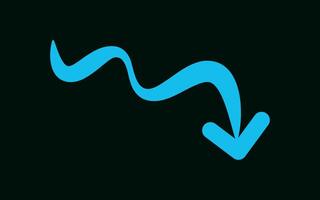 Curly arrow isolated on dark background for direction, queue, progress symbol vector