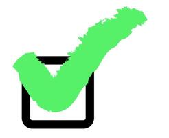 Check mark brush with box for approved and verify symbol vector