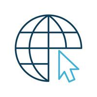 Web icon with mouse cursor for cyberspace and global communication symbol vector