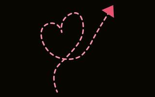 Pink arrow with dashed line isolated on dark background for direction, queue, progress symbol vector