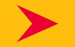 Red arrow isolated on yellow background for direction, queue, progress symbol vector