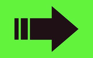 Dark arrow isolated on green background for direction, queue, progress symbol vector