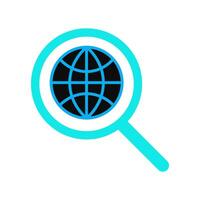 Internet icon with magnifying glass for cyberspace and global communication symbol vector