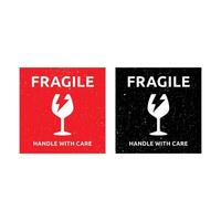 Sticker fragile handle with care . warning label, fragile label with broken glass symbol, vector