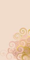 Pastel neutral fluid swirl vertical background with golden elements to create a trendy cover. Beige texture for web design. vector