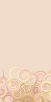 Pastel neutral fluid swirl vertical background with golden elements to create a trendy cover. Beige texture for web design. vector