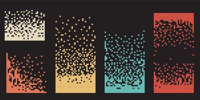 Pixel disintegration background. Decay effect. Dispersed dotted pattern. Concept of disintegration, pixel mosaic textures with simple square particles. vector