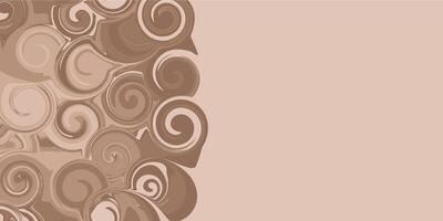 Nude tan fluid swirl horizontal background to create a trendy cover. Beige texture for web design. vector