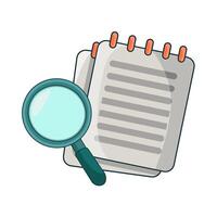illustration of notepad with magnifying glass vector