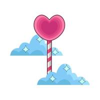illustration of heart lollipop vector