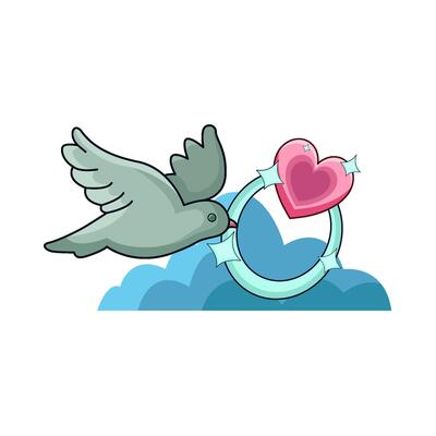 illustration of bird with heart ring