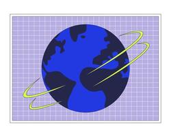 Spinning Earth planet grid 2D cartoon object. World rotation against mesh isolated element flat clipart on white background. News global communications. Sphere globe spin. Spot illustration vector