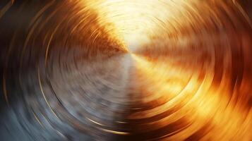 Abstract circular motion in golden and metallic tones, creating a sense of depth, movement, and energy photo