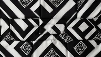 Black and white geometric fabric pattern. Abstract background. photo