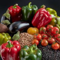 A pile of fresh healthy harvest vegetables photo