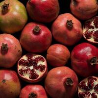 Fresh red pomegranate raw organic fruit for juicy on dark table photo