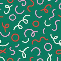 Christmas Confetti Seamless Pattern with Squiggle and Doodle vector