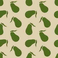 Whole avocado with leaves seamless pattern. Simple illustration on beige background vector