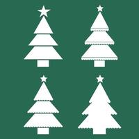 different designs minimalist Christmas trees on green background, vector
