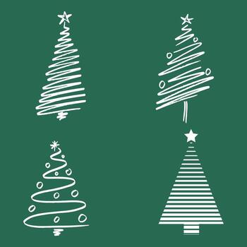 Hand drawn different designs Christmas trees patterns It features festive designs. vector