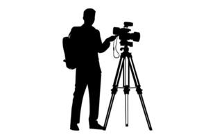 Camera Man Silhouette isolated on a white background vector