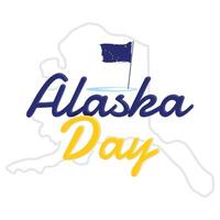 Happy Alaska Day letter design element with Alaska flag and outline map of Alaska vector