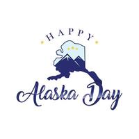 Happy Alaska Day letter design element with mountain and map of Alaska vector