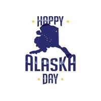 Happy Alaska Day letter design element with Alaska Flag and Map of Alaska vector