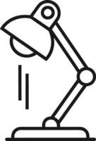 black and white drawing of a lamp on a desk vector