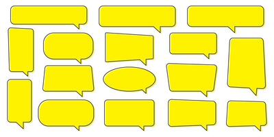 Chat bubble in yellow, speech bubble, message box set. Yellow quote background. vector