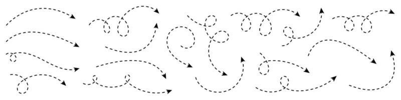 Curved dotted arrow. Zigzag arrow stripes design with dotted lines. vector