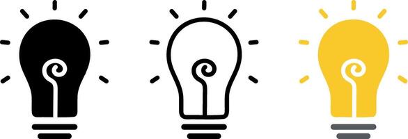 Set of lightbulb icon. Idea symbol, electric lamp. vector
