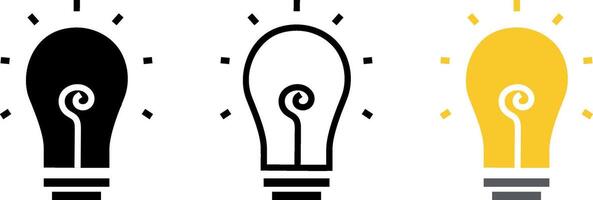 Set of lightbulb icon. Idea symbol, electric lamp. vector
