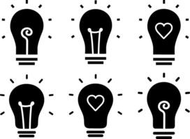 Flat set of lightbulb icon. Idea, electric lamp vector