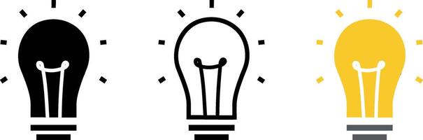 Set of lightbulb icon. Idea symbol, electric lamp. vector