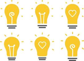 Colored set of lightbulb icon. Idea, electric lamp vector