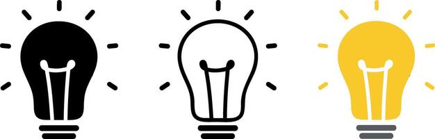 Set of lightbulb icon. Idea symbol, electric lamp. vector