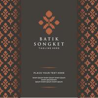 Batik songket floral Javanese Ornamental pattern elements and embellishments for frame vector