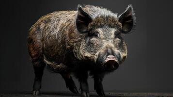 A close-up photograph of a pig with its head and half body split in two, photo