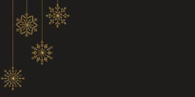 Dark background with golden snowflakes. Place for text. Greeting card, banner, poster. illustration. vector