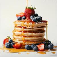 araffe with syrup and berries on top of it being d photo