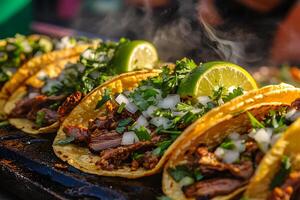 Mexican Street Tacos with Carne Asada and Lime photo